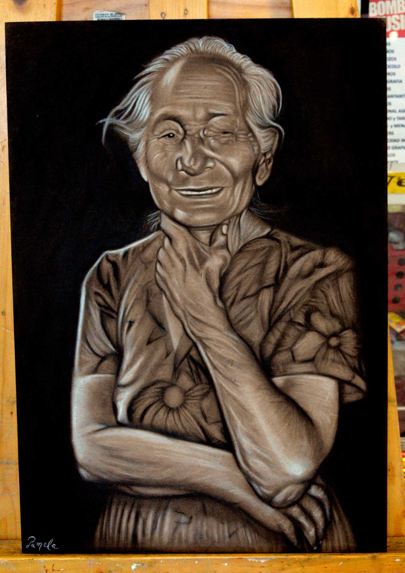 Charcoal Portrait on wood